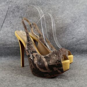 Saks Fifth Avenue Shoes Womens 9 Platform Pumps Slingback Peep Toe Snake Fashion